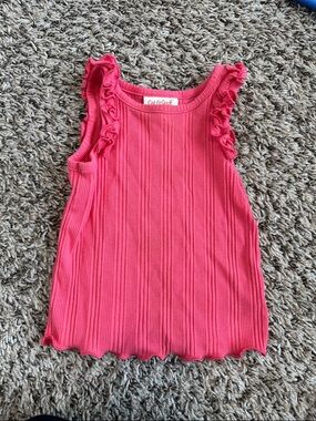 Cat & Jack Hot Pink Ruffled Ribbed Tank Top